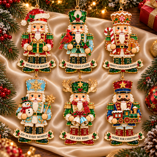 2026 Nutcracker Christmas Ornament Collection – 6 Festive Designs with Golden Details & Heartfelt Wishes