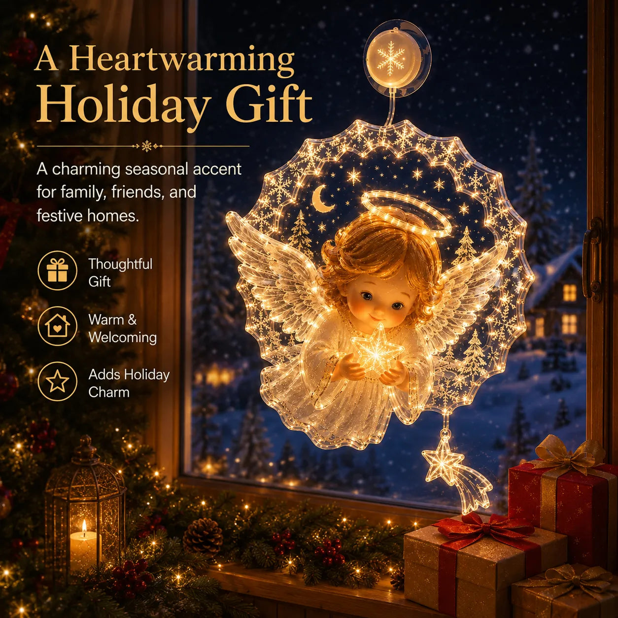 ✈️Last Day 50% OFF✨🎄Lighted Christmas Window Decoration with Suction Cup | Warm LED Window Light with Double-Layer Design & Multiple Festive Styles Flat Version✨ - image 6