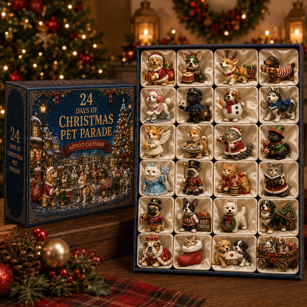 24 Days of Christmas Pet Parade Advent Calendar – 24 Unique Holiday Pet Miniatures
