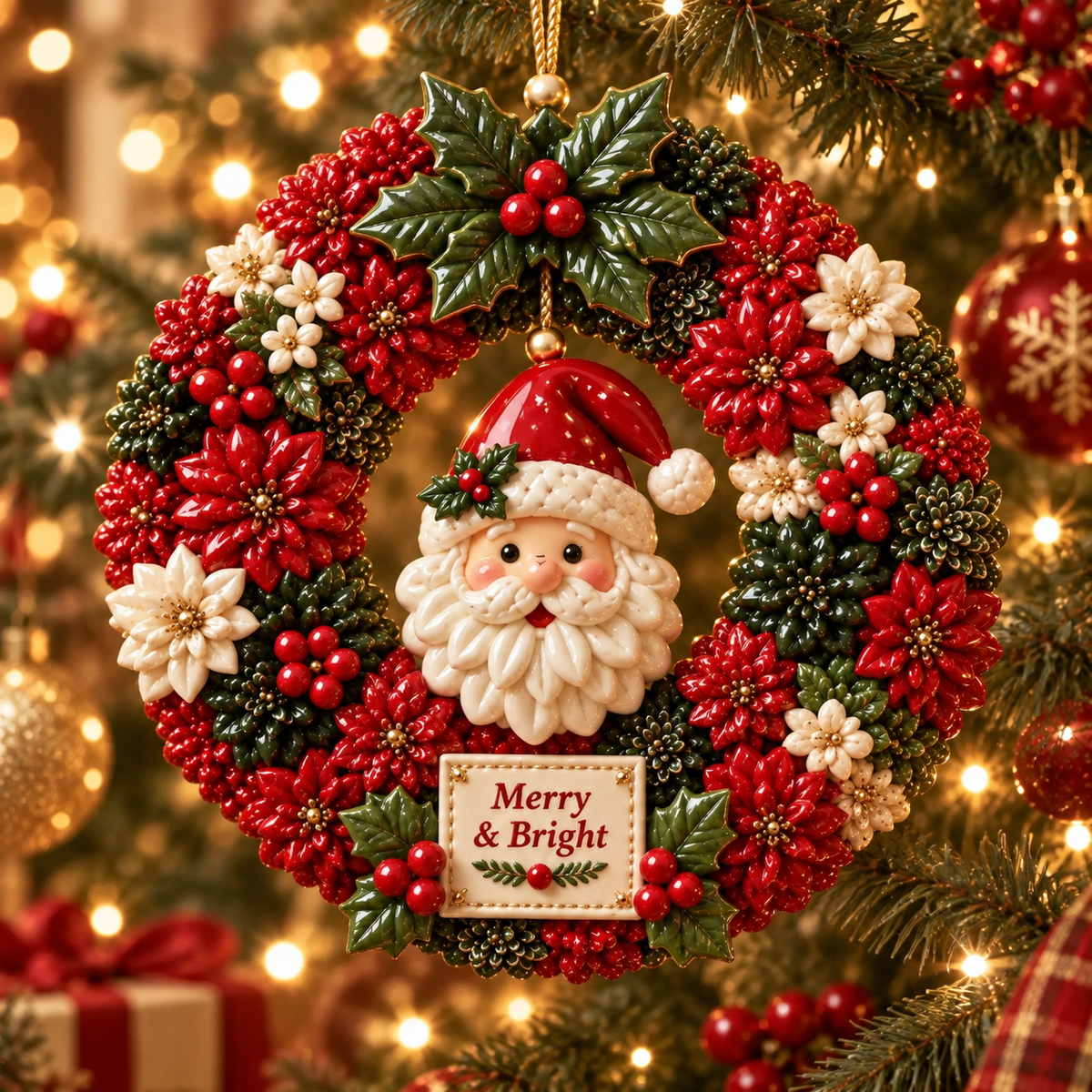 Merry & Bright Christmas Wreath Ornament Collection – 6-Piece  Santa, Snowman, Gingerbread, Nutcracker, Reindeer & Cardinal Christmas Tree Decorations | Festive Holiday Keepsake Gifts