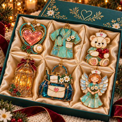 ✨ 2026 Nurse Appreciation Stained Glass Christmas Ornaments – Set of 6