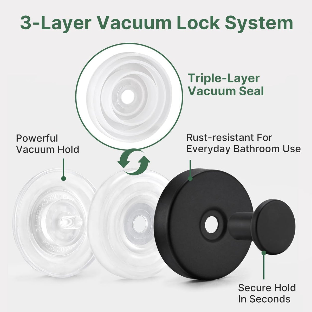2 Pcs No Drilling Suction Cup Hooks with Replaceable Core 🪝