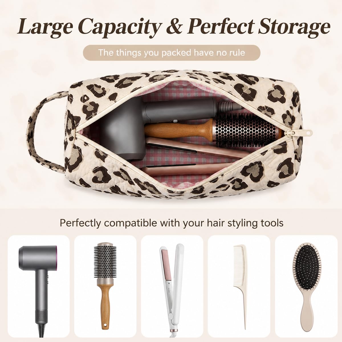 Quilted Multi‑Purpose Storage Bag, Portable Zipper Cosmetic Makeup Pouch with Handle 🧳 - image 5