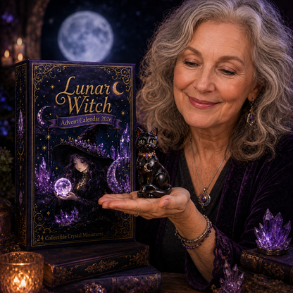 Lunar Witch Advent Calendar 2026 – 24 Enchanted Crystal Miniatures for a Magical Moonlit Countdown
