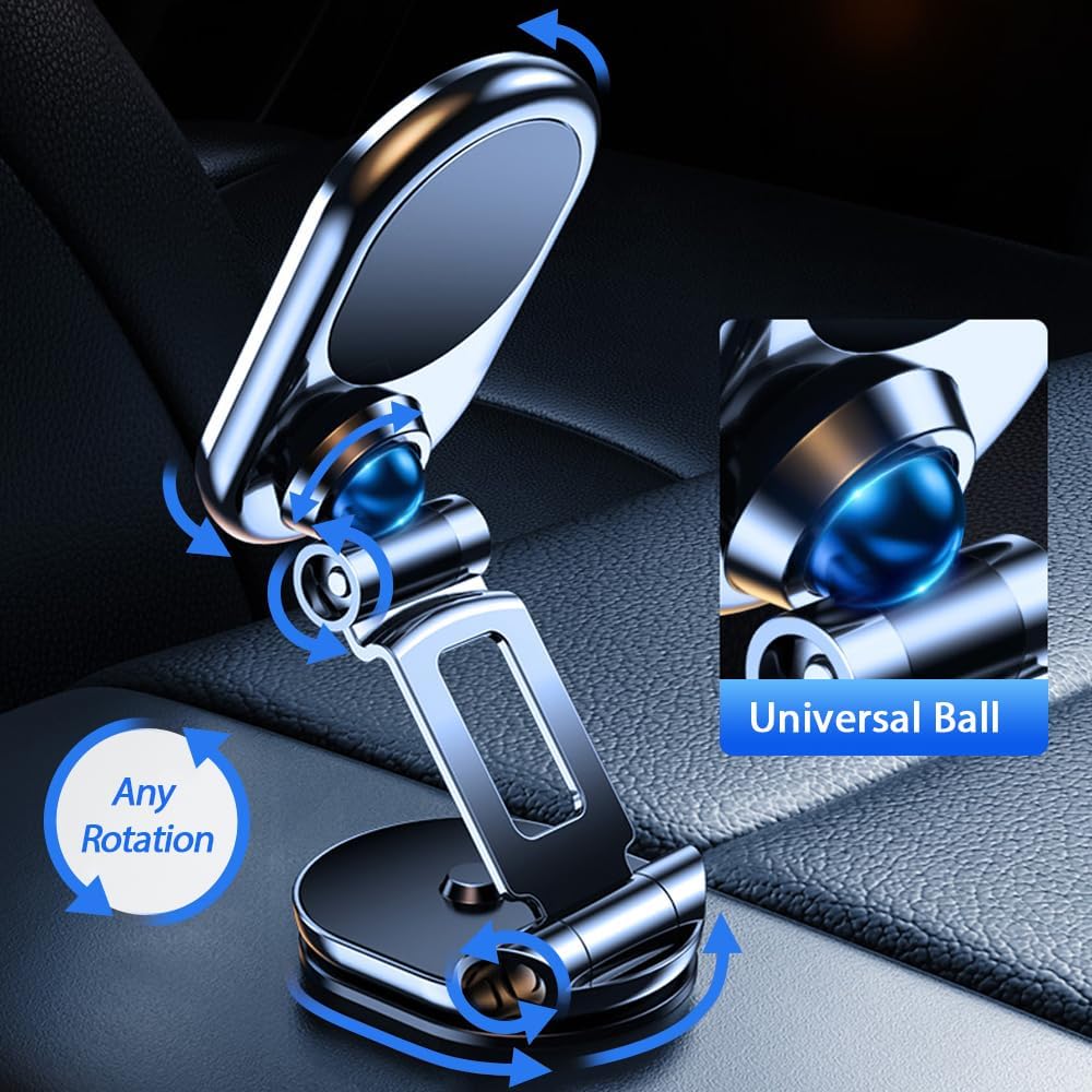 Foldable 360° Rotatable Metal Magnetic Car Phone Holder 🧲 - image 3