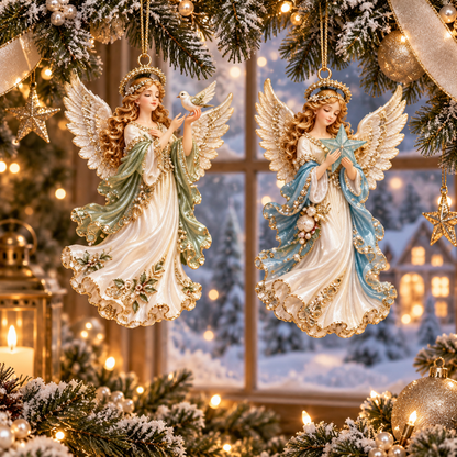 2026 Heavenly Angels Christmas Ornaments – 8 Elegant Designs with Golden Wings & Flowing Pastel Gowns