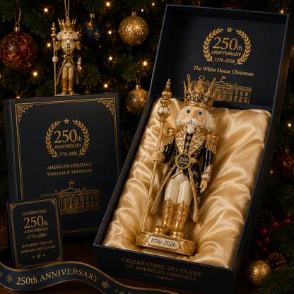 🔥Last 40 pcs✨⏰ Limited anniversary edition✨2026 America 250th Anniversary Black & Gold Nutcracker King Ornament