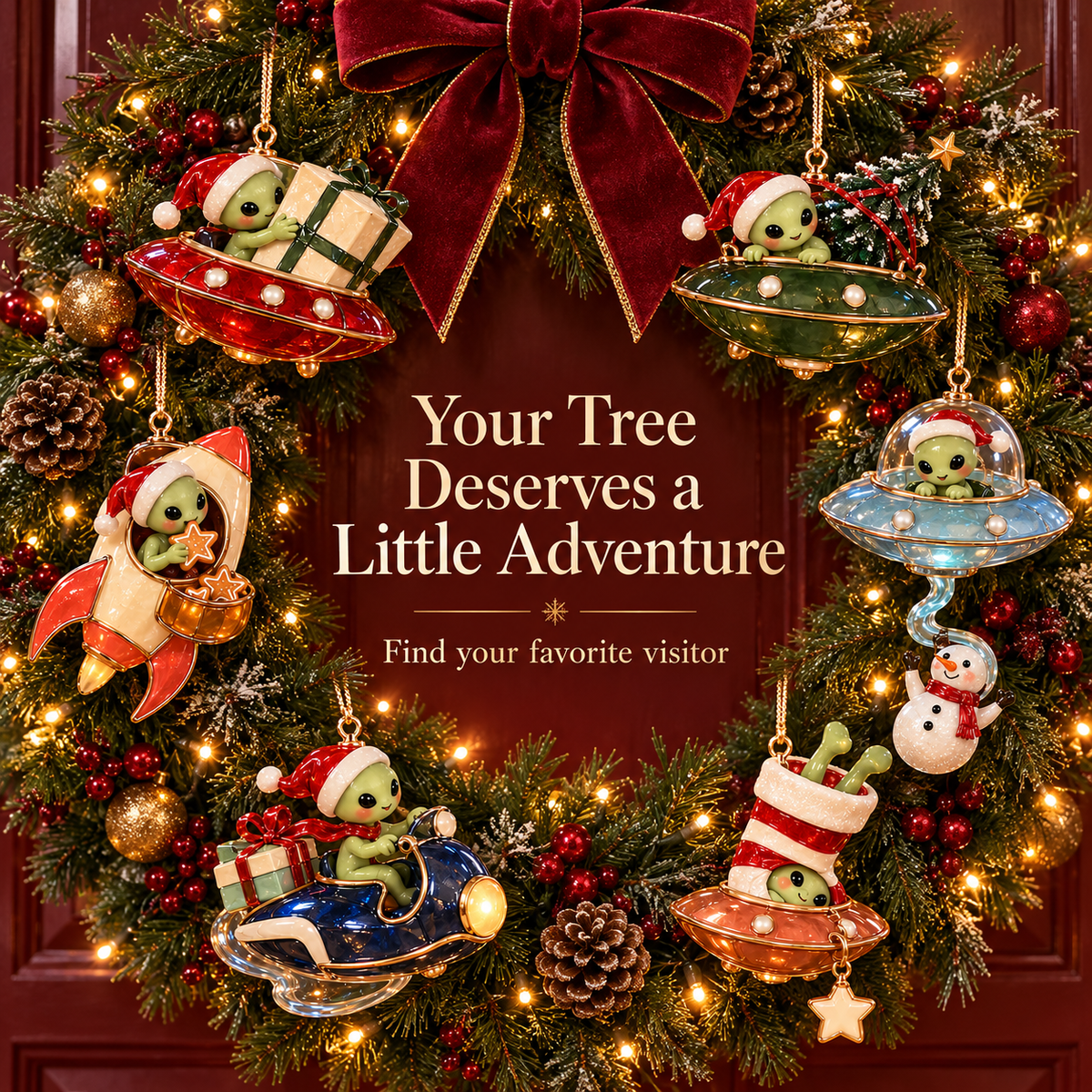 Cosmic Christmas Alien Ornaments – 6 Whimsical Holiday Designs