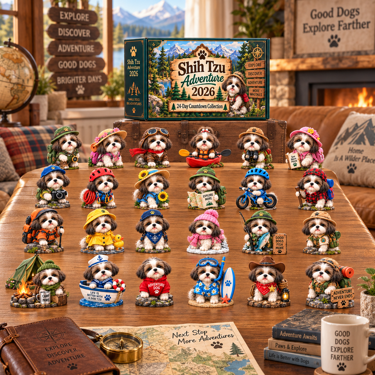 Shih Tzu Adventure 2026 – 24-Day Adventure Countdown Calendar with 24 Unique Collectible Miniatures, Fun Gift for Shih Tzu & Dog Lovers