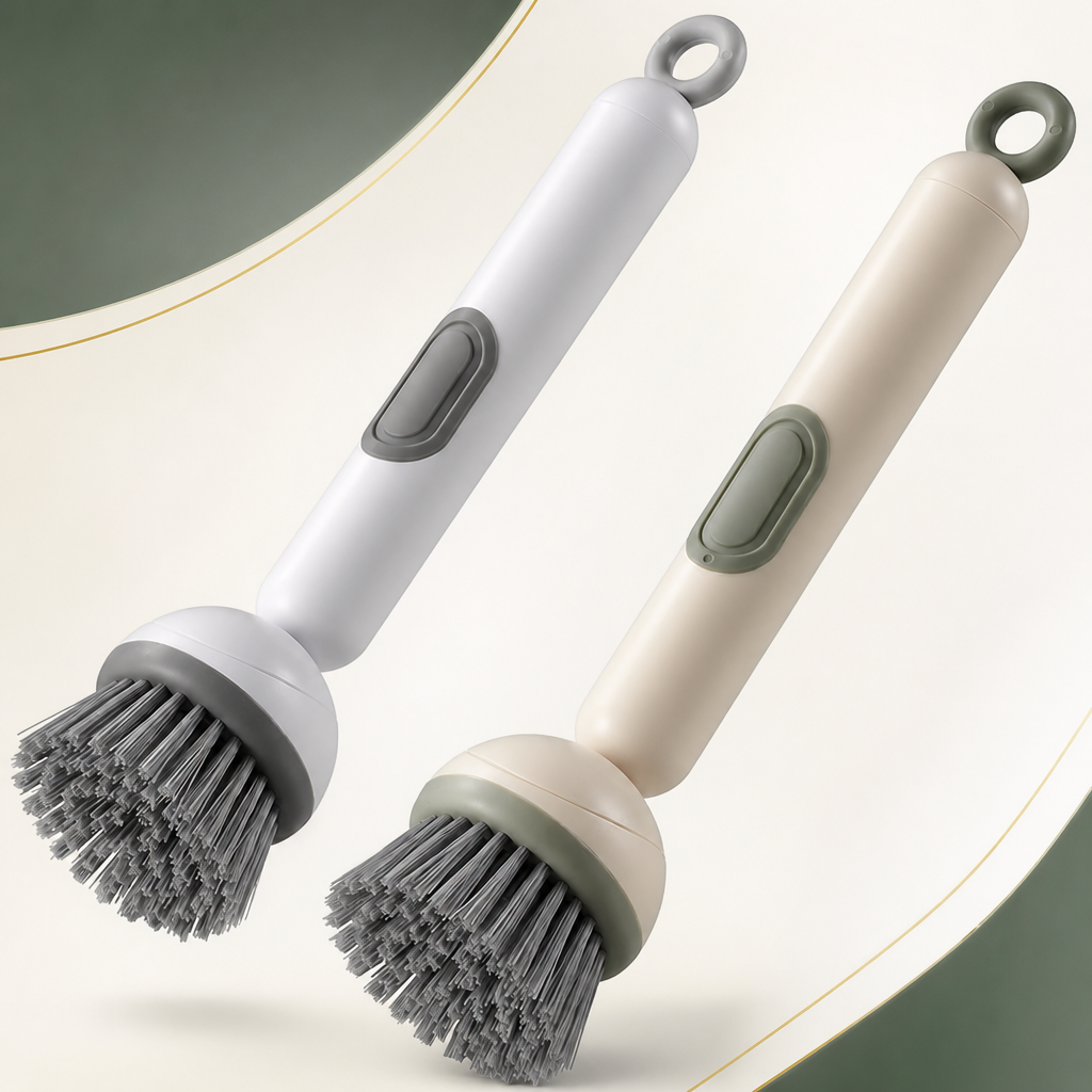 360° Rotating Soap Dispensing Dish Brush with Interchangeable Heads - image 9