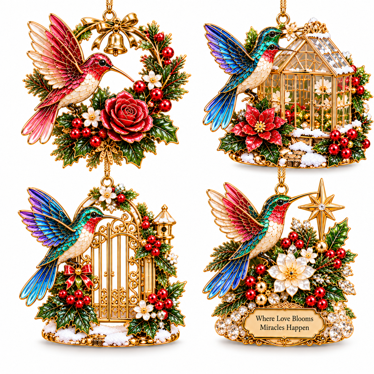 Hummingbird Christmas Ornament  –  Festive Bird Keepsake Collection, Elegant Holiday Gift for Mom, Grandma & Hummingbird Lovers