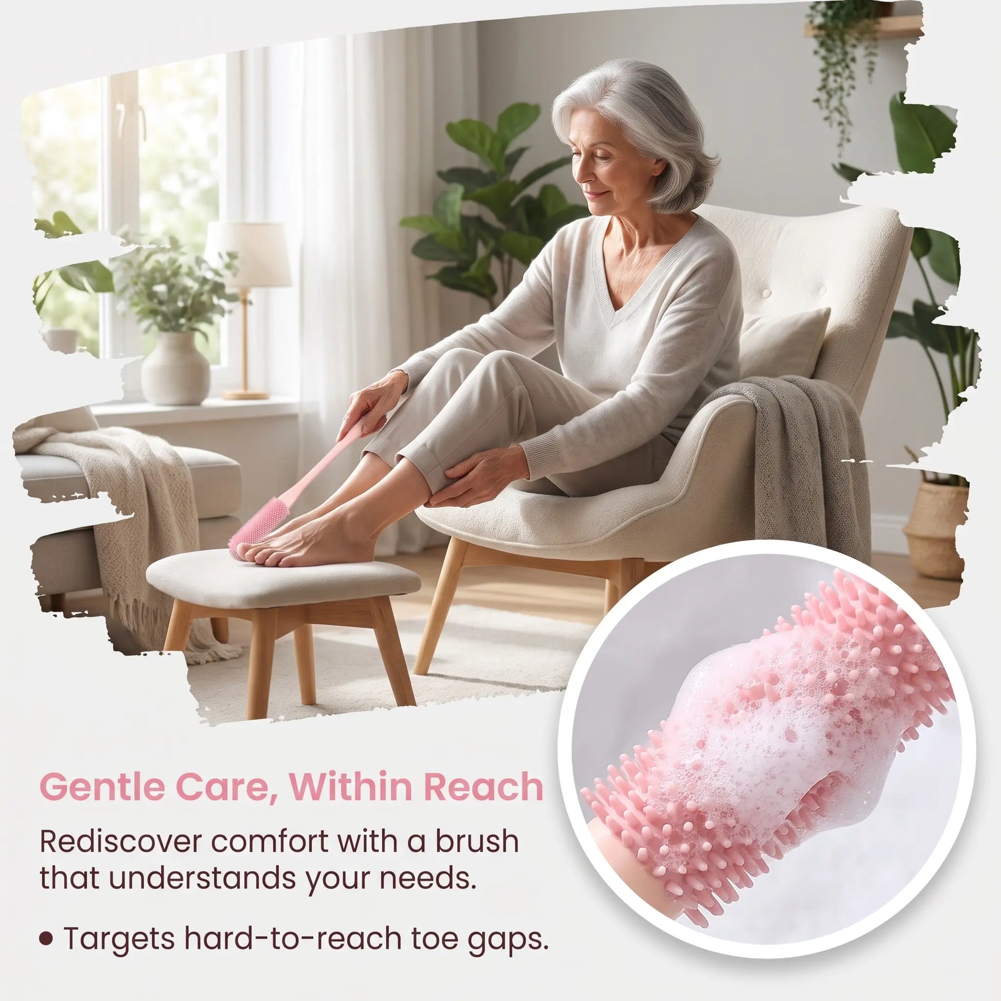 Long-Handle Silicone Soft Pedicure Tool, Shower Foot Cleaning Brush for Toe Gap Skin Cleansing🦶🚿 - image 7