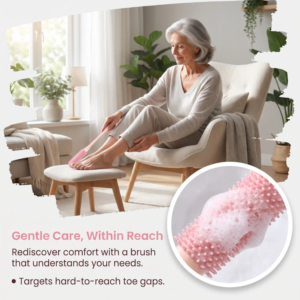 Long-Handle Silicone Soft Pedicure Tool, Shower Foot Cleaning Brush for Toe Gap Skin Cleansing🦶🚿 - image 7