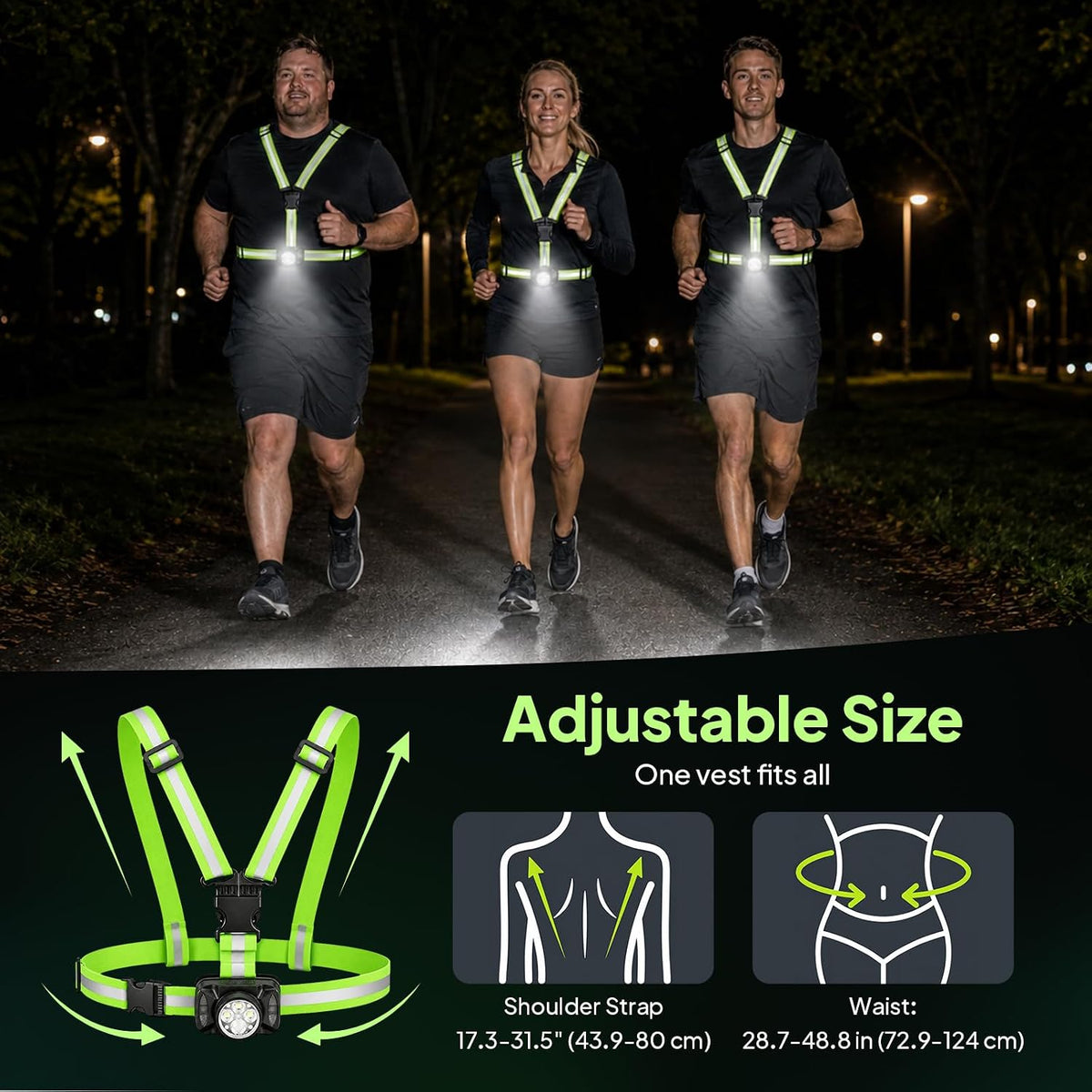 🏃Running Lights for Runners, 550Lm, Y-Shaped Buckle Running Light Vest - image 6