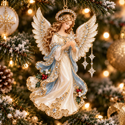 2026 Heavenly Angels Christmas Ornaments – 8 Elegant Designs with Golden Wings & Flowing Pastel Gowns