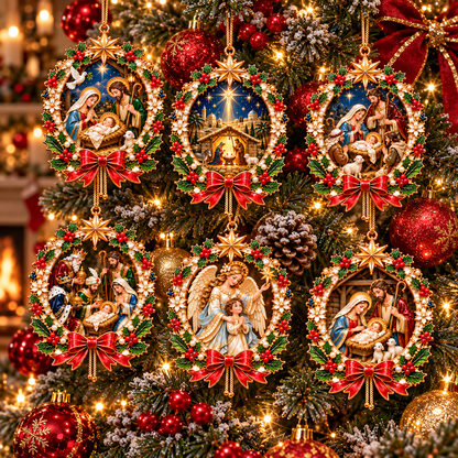 2026 Nativity Christmas Ornaments – 6-Piece Holy Family & Bethlehem Keepsake Collection | Faith-Inspired Christmas Tree Decorations & Meaningful Religious Gifts