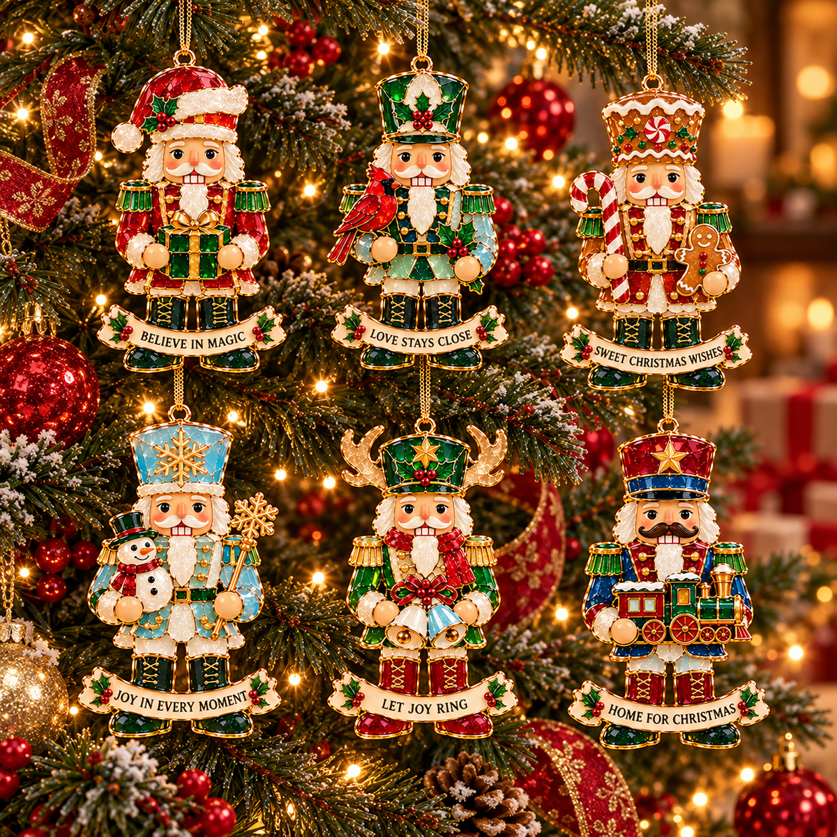 2026 Nutcracker Christmas Ornament Collection – 6 Festive Designs with Golden Details & Heartfelt Wishes