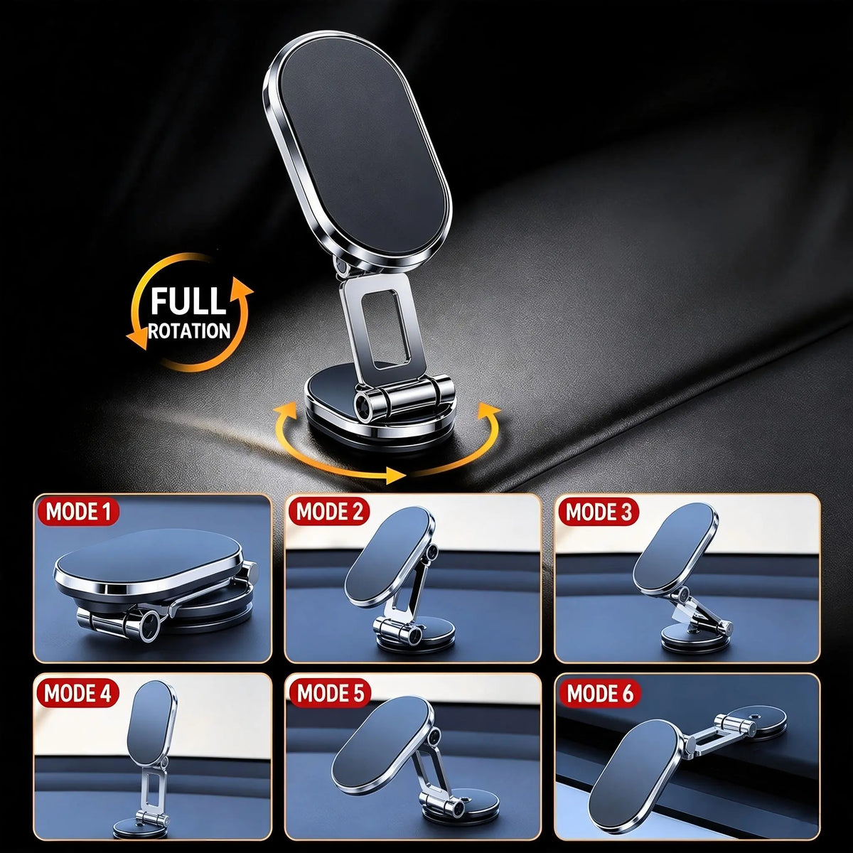 Foldable 360° Rotatable Metal Magnetic Car Phone Holder 🧲 - image 4