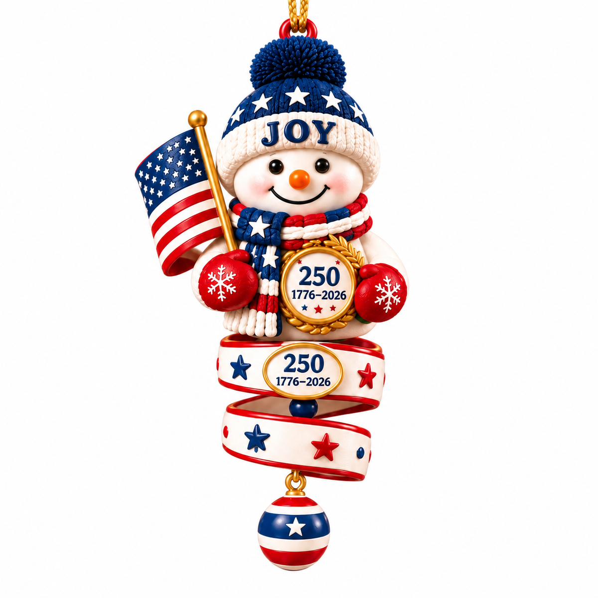 2026 Patriotic Snowman Christmas Ornaments –  250th Anniversary Keepsake Collection, 1776–2026