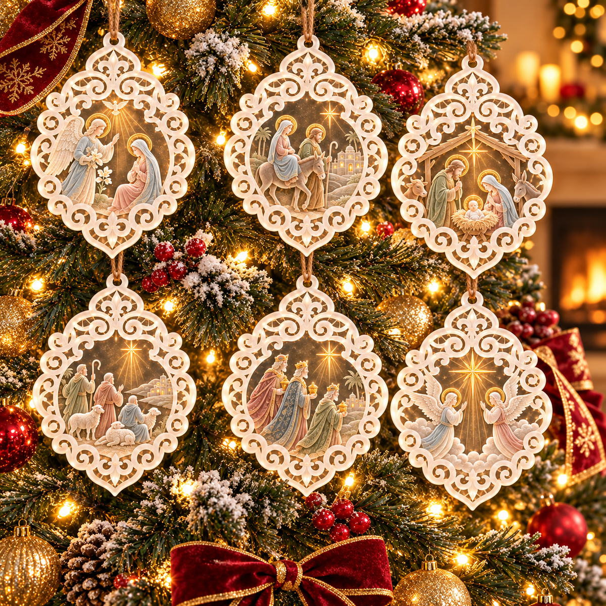 6-Piece Nativity Christmas Ornament Collection – Elegant  Holy Family, Guardian Angels, Three Wise Men & Bethlehem Scene Ornaments | Religious Christmas Tree Decorations & Christian Keepsake Gifts