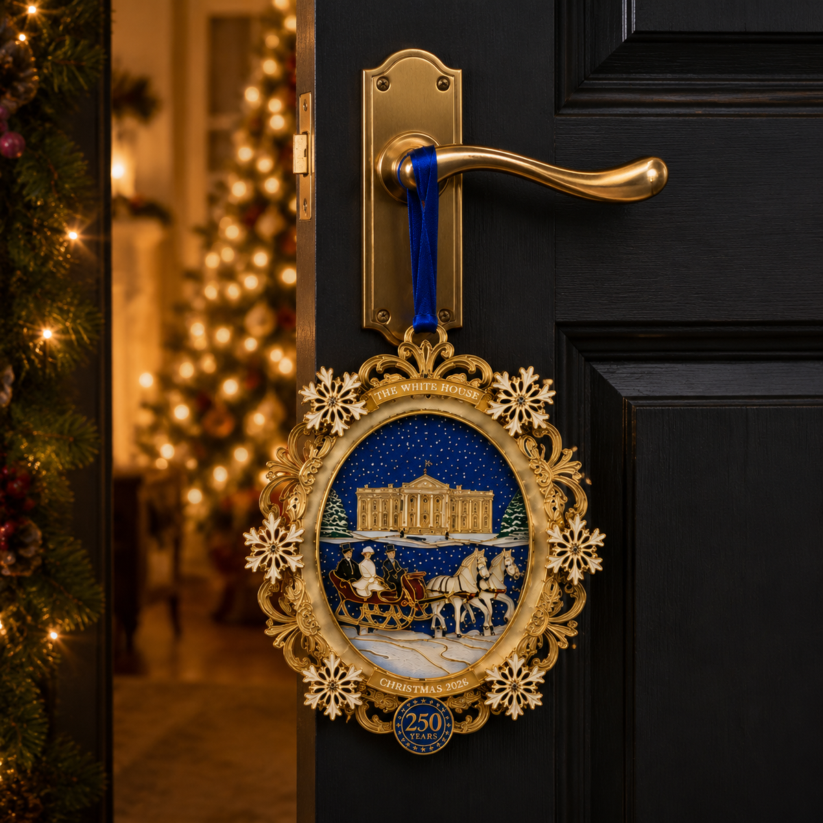 White House Snowy Christmas Night Ornament – USA 250th Anniversary Commemorative Keepsake