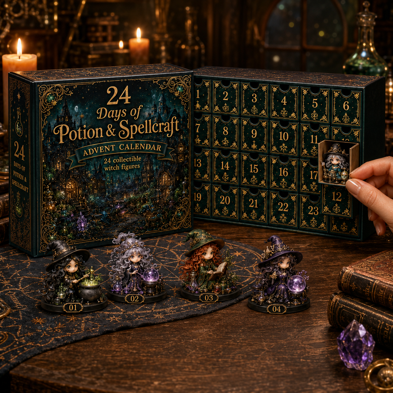🧙‍♀️ 24 Days of Witchy Magic – 2026 Potion & Spellcraft Advent Calendar with 24 Enchanted Collectible Witch Figurines & Daily Surprises