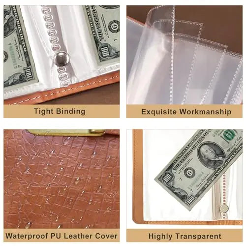 100-Transparent-Pocket Currency Collectors Album, Top-Grade PU Leather, Password Lock💵 - image 7