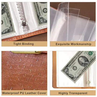 100-Transparent-Pocket Currency Collectors Album, Top-Grade PU Leather, Password Lock💵 - image 7