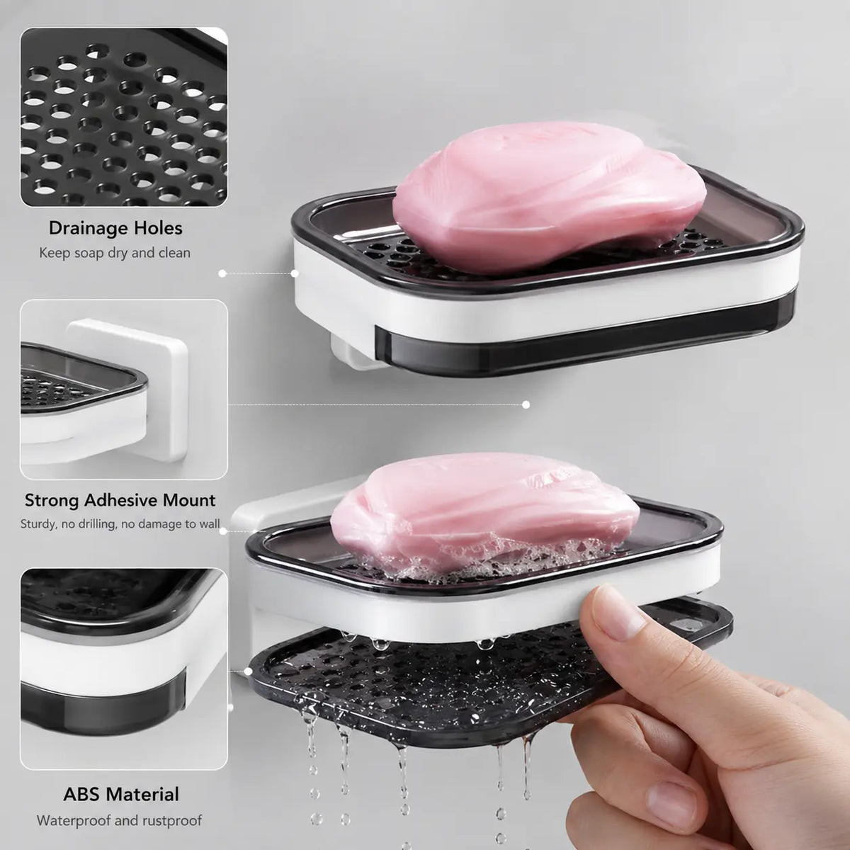 Wall Mounted Double-Layer Soap Bar Holder with Drainage Holes🧼 - image 6