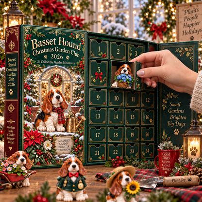 24 Days of Garden Joy — Basset Hound Christmas Garden Club Advent Calendar 2026