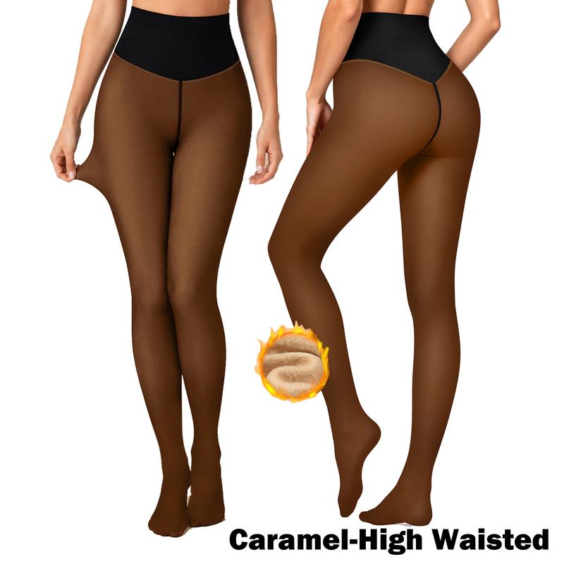 Women Fleece Lined Tights Body Slimming Leggings Sheer Fake Translucent Pantyhose 🧦