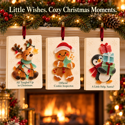 🎄 Sea glass style -Christmas Wishes – 2-in-1 Greeting Cards & Keepsake Ornaments | 6 Festive Designs