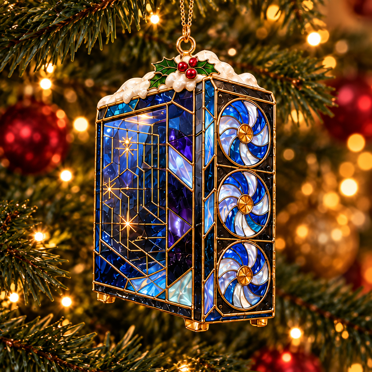 Level Up Your Christmas – 6-Piece Vintage Stained Glass Gaming Ornament Set