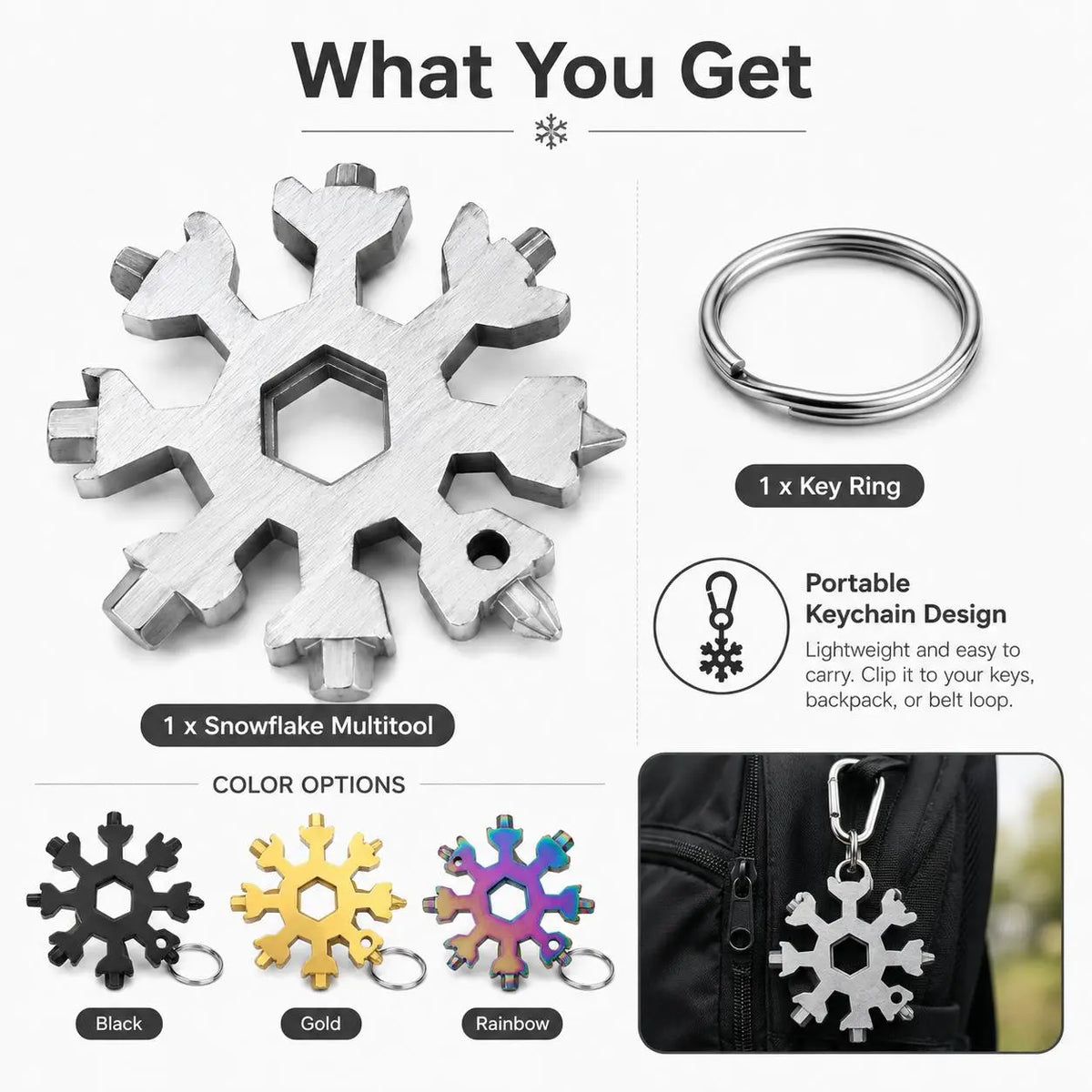 Viral 18‑in‑1 Snowflake Multi‑tool Stainless Steel Portable Wrench ❄️ - image 2