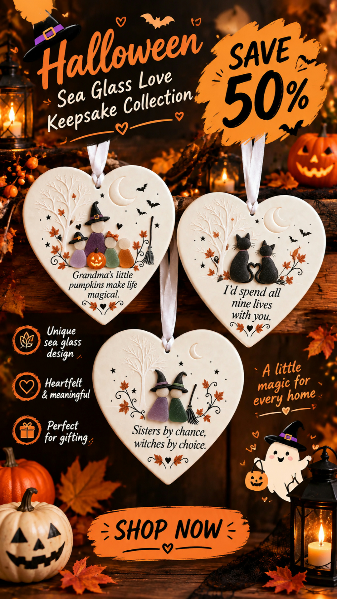 Fall Family Connection heart ornaments featuring autumn-inspired relationship designs