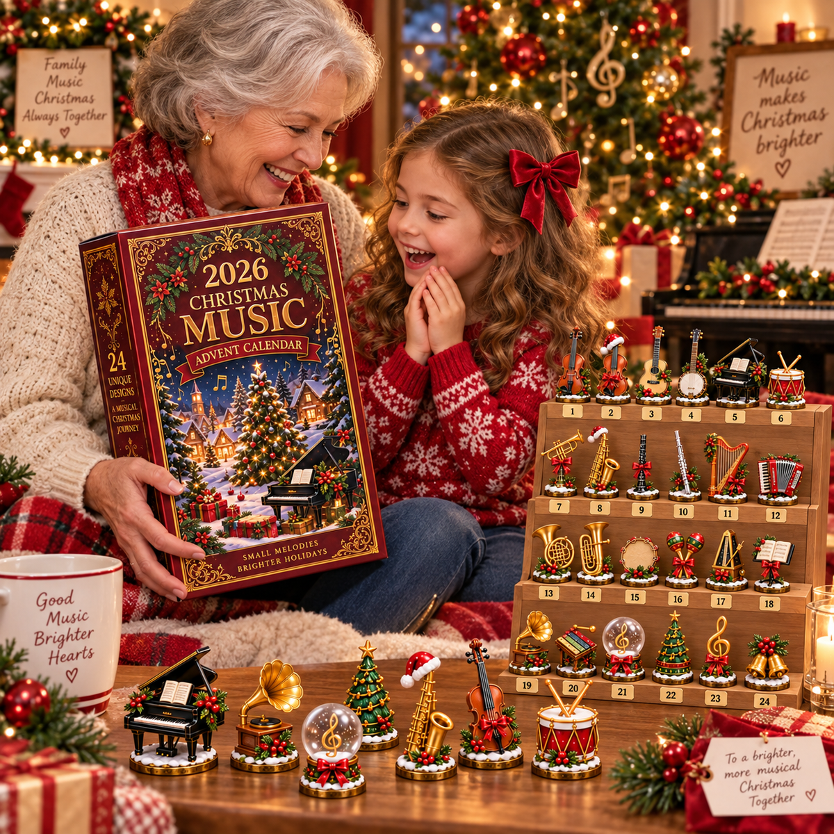 2026 Christmas Music 24-Day Countdown Calendar –  Holiday Collectible Gift for Music Lovers