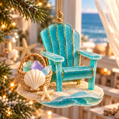 🏖️ 2026 Coastal Christmas Beach Chair Ornaments – Set of 6 Seaside Holiday Keepsakes