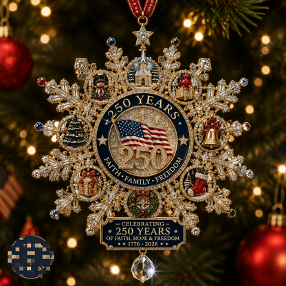 ✨Patriotic-Themed Limited Edition — Glistening Gold Christmas Commemorative Snowflake Ornament