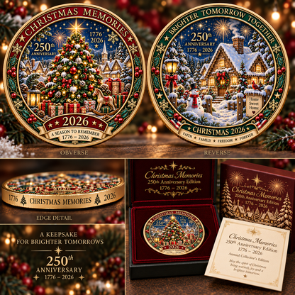 2026 "Christmas Memories" - 250th Anniversary Commemorative Coin, a double-sided holiday collectible.