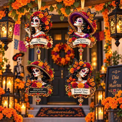 Día de Muertos Catrina Butterfly Ornament  –  Floral Day of the Dead Keepsake Collection, Meaningful Gift for Family & Loved Ones