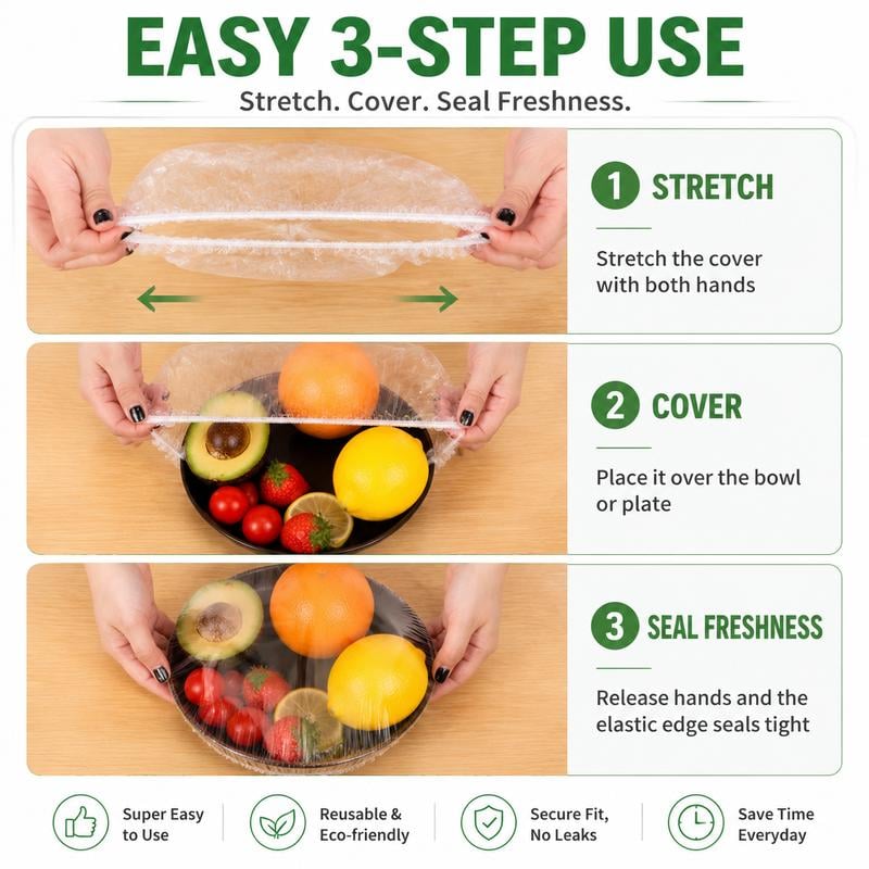 100PCS Disposable Stretch Food Covers for Bowls & Plates, Elastic Bowl Covers - image 4