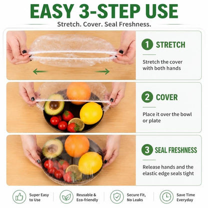 100PCS Disposable Stretch Food Covers for Bowls & Plates, Elastic Bowl Covers - image 4