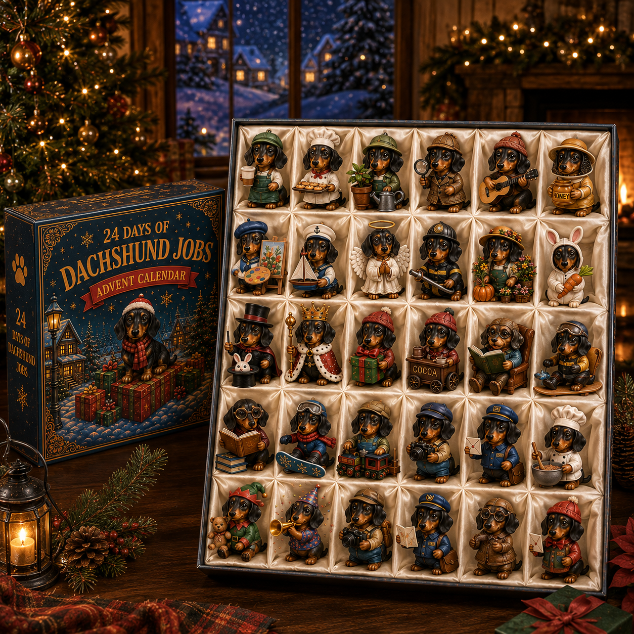 24 Days of Dachshund Jobs Advent Calendar 2026 – 24 Unique Collectible Dachshund Miniatures, Christmas Countdown Gift for Dog Lovers