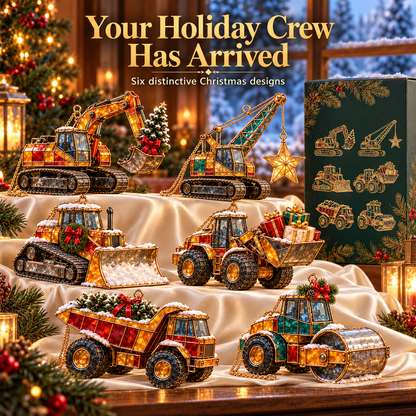 Christmas Construction Crew Ornaments – 6-Piece Heavy Equipment Holiday Gift Set