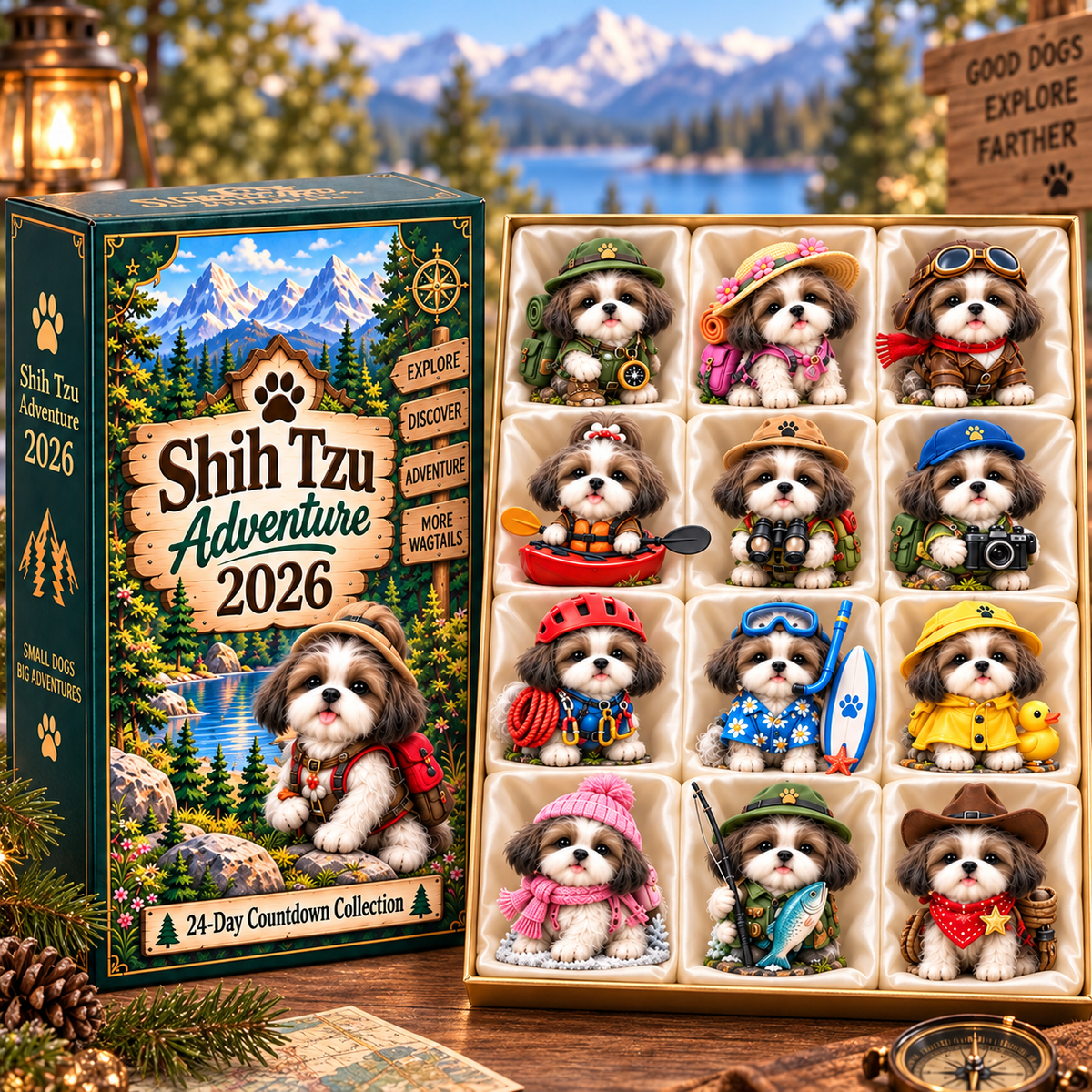 Shih Tzu Adventure 2026 – 24-Day Adventure Countdown Calendar with 24 Unique Collectible Miniatures, Fun Gift for Shih Tzu & Dog Lovers