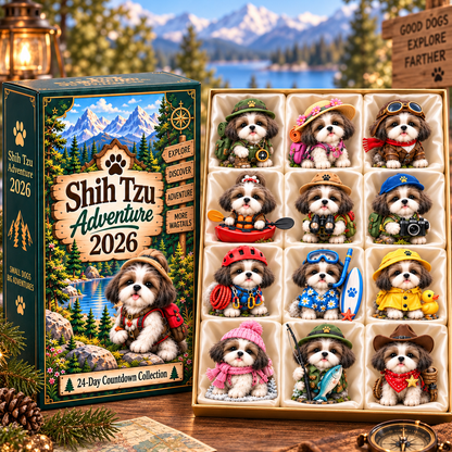 Shih Tzu Adventure 2026 – 24-Day Adventure Countdown Calendar with 24 Unique Collectible Miniatures, Fun Gift for Shih Tzu & Dog Lovers