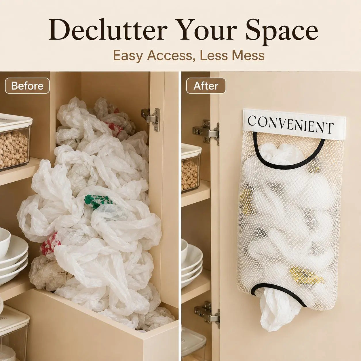 5PCS Grocery Garbage Bag Holder Trash Bag Dispenser Sticky Wall Mounted Mesh🛒 - image 9