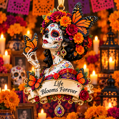 Día de Muertos Catrina Butterfly Ornament  –  Floral Day of the Dead Keepsake Collection, Meaningful Gift for Family & Loved Ones