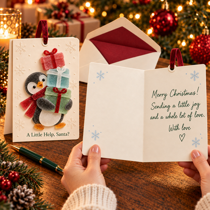 🎄 Sea glass style -Christmas Wishes – 2-in-1 Greeting Cards & Keepsake Ornaments | 6 Festive Designs