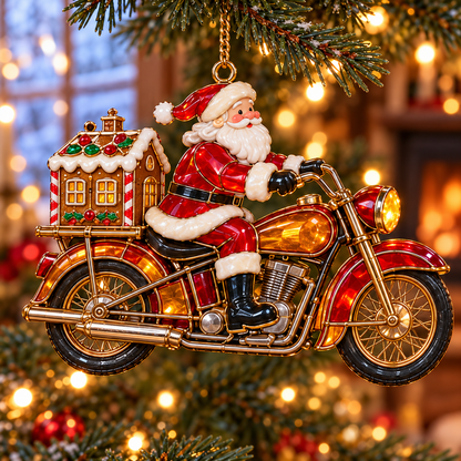 🏍️ 2026 Santa Claus Motorcycle Christmas Ornaments – Set of 6 Vintage Holiday Biker Keepsakes